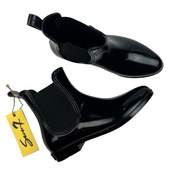 Seven7 Dover Rain Ankle Booties Size 6 11 Water Boots Chelsea Pull On Black - Picture 1 of 10